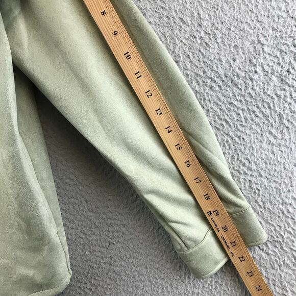 Levi’s Shirt Jacket Women’s XS Green Faux Suede Zip Snap Front Microsuede - Picture 6 of 10
